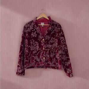 Chico's Red Velvet Blazer, Glitter Blazer, Size 2 (Medium), EUC
